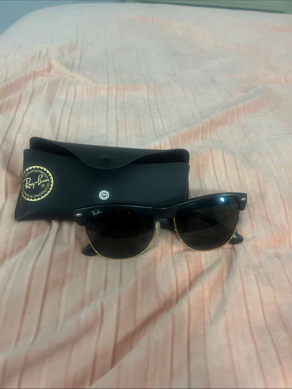 Ray-Ban Black and Gold Half-Frame Sunglasses
